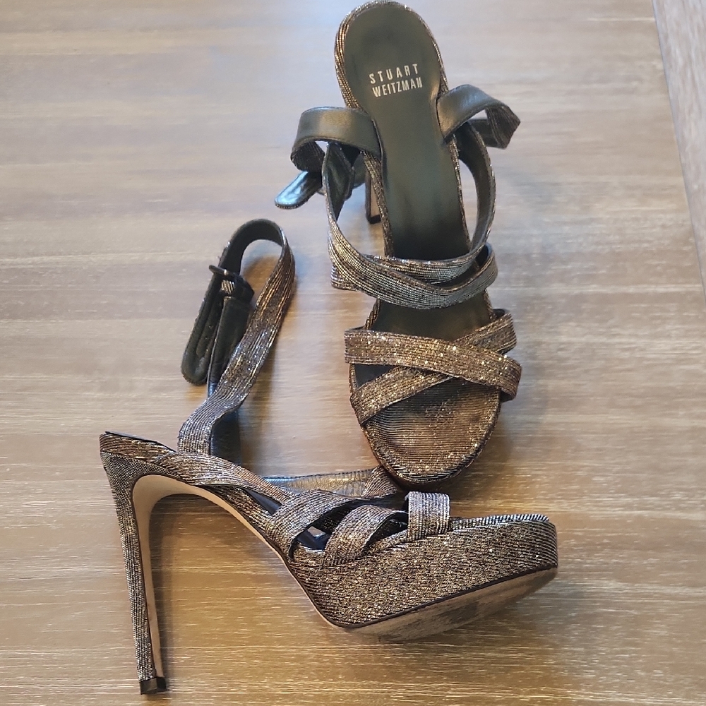 Stuart Weitzman Black and Silver Women's Heels
